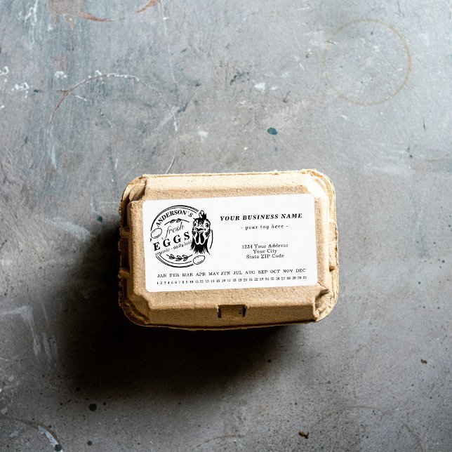 Chicken Farm Encircled Date Egg Carton Label (Chicken Farm Encircled Date Egg Carton Label)