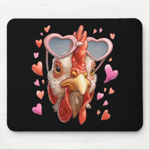 Chicken Farm Farmer Valentine's Day Heart Sungles  Mouse Mat