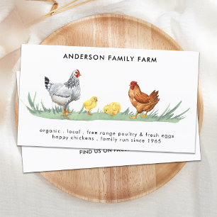 Chicken Farm Free Range Eggs Watercolor Business Card