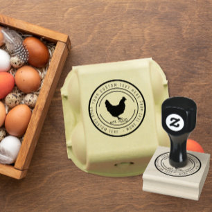 Chicken farm fresh eggs carton farmers market rubber stamp