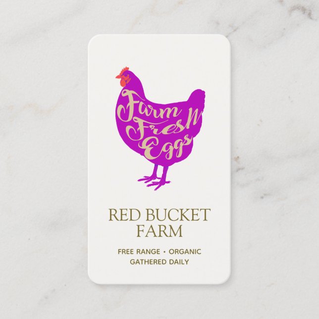 Chicken Farm Fresh Eggs Retro Business Card (Front)