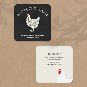 Chicken Farm Fresh Eggs Retro Square Business Card