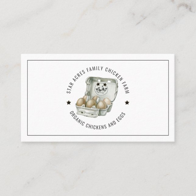 Chicken Farm Fresh Organic Eggs  Business Card (Front)