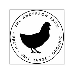 Chicken Farm Hen Small Business Fresh Eggs Round   Self-inking Stamp