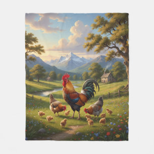 Chicken Farm House  Fleece Blanket