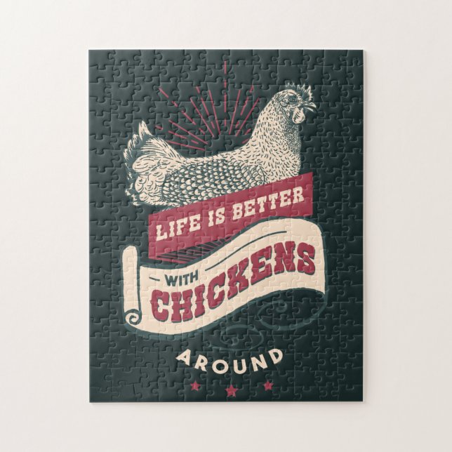 Chicken Farm Life Vintage Jigsaw Puzzle (Vertical)