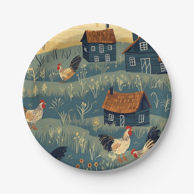 Chicken Farm Paper Plate (Front)
