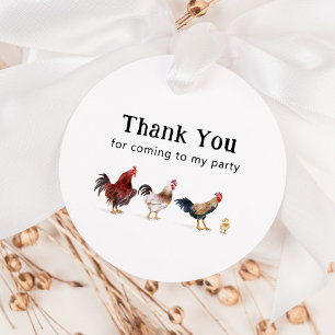 Chicken Farm Rooster Birthday Party Favour Tags