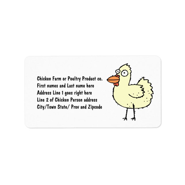 Chicken Farmer Cartoon Hen Label (Front)