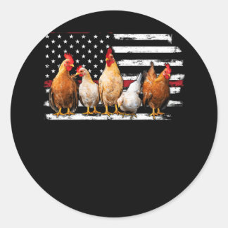 Chicken Farmer Cool USA Flag Independence Poultry Classic Round Sticker