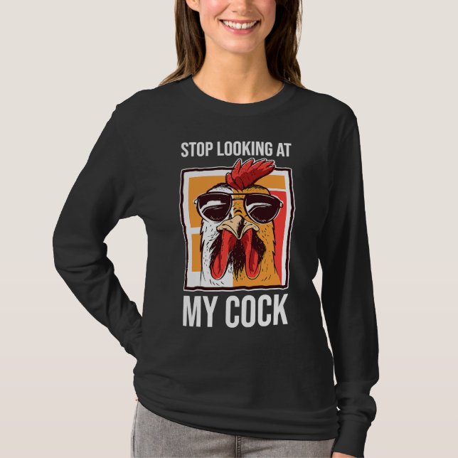 Chicken Farmer Farming Rooster Stop   T-Shirt (Front)