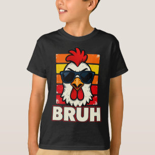 Chicken Farmer Sungles Retro Bruh Rooster T-Shirt