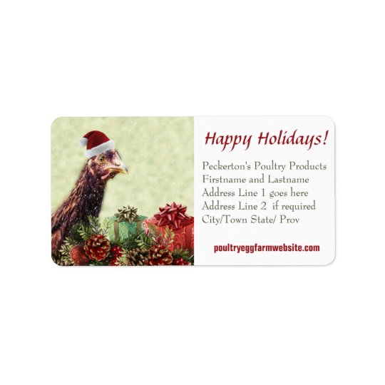 Chicken Farmer Xmas Hen Customised Business Address Label