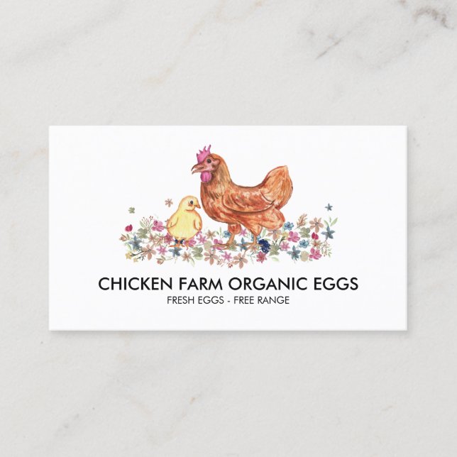 Chicken Farmhouse Fresh Eggs Business Card (Front)