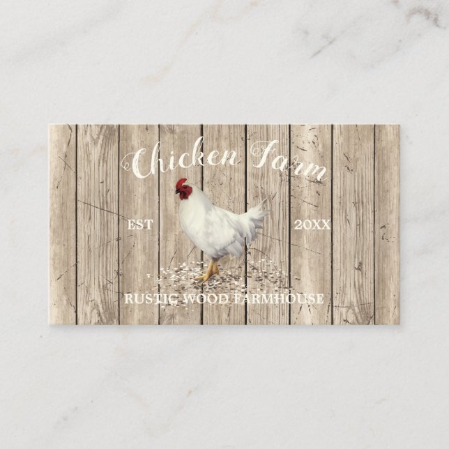 Chicken Farmhouse Wood Rustic Egg Business Card (Front)