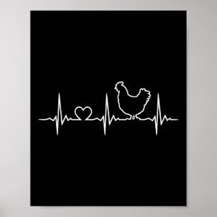 Chicken Farming Heartbeat Funny Chicken Farmer Poster