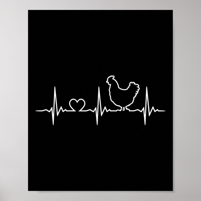 Chicken Farming Heartbeat Funny Chicken Farmer  Poster (Front)