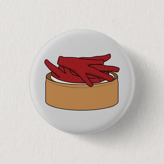 Chicken Feet Dim Sum Chinese Phoenix Claw steamed 3 Cm Round Badge (Front)