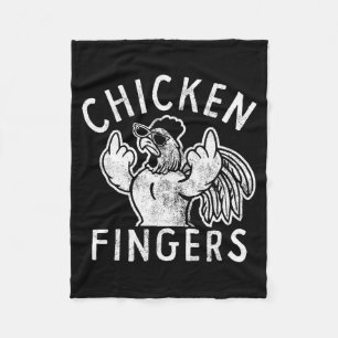 Chicken Fingers, Middle Fingers, Funny Chicken  Fleece Blanket