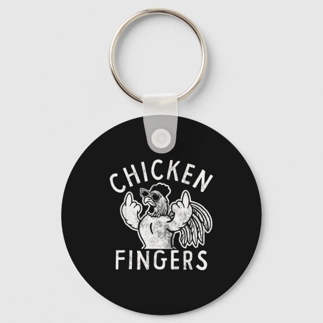 Chicken Fingers, Middle Fingers, Funny Chicken  Key Ring (Front)