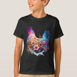 Chicken Floral Art Graphic Women Farm Chicken Love T-Shirt