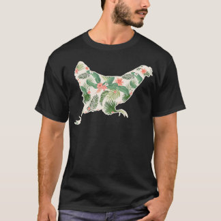 Chicken Flower Girl Print Floral Hen Hawaiian T-Shirt