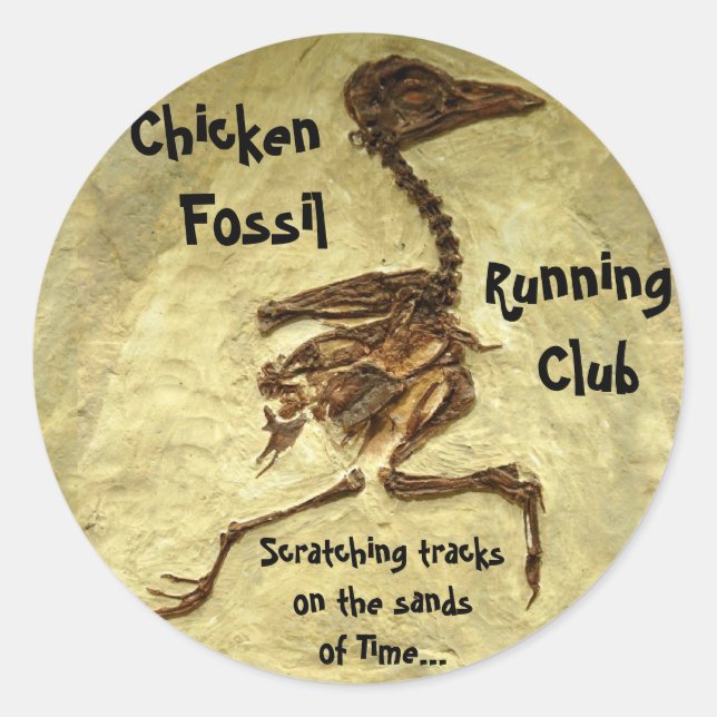 Chicken Fossil Running Club Classic Round Sticker (Front)