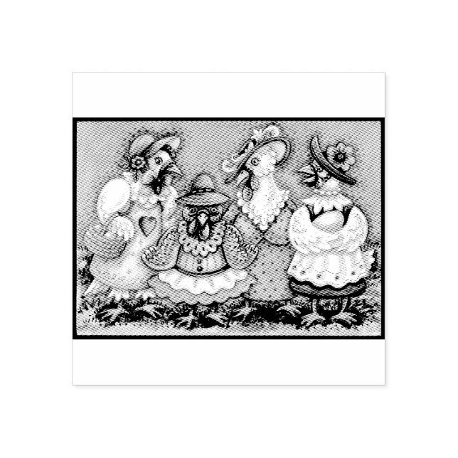CHICKEN FRIENDS, HEN PARTY RUBBER STAMP (Imprint)