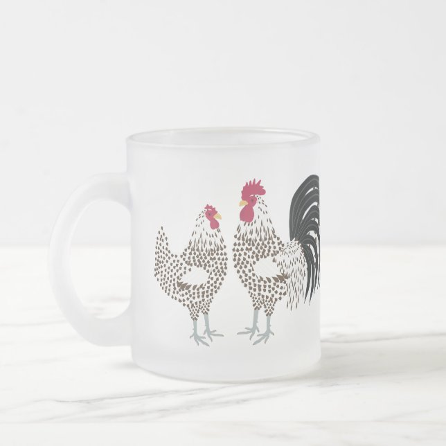 Chicken Frosted Glass Coffee Mug (Left)