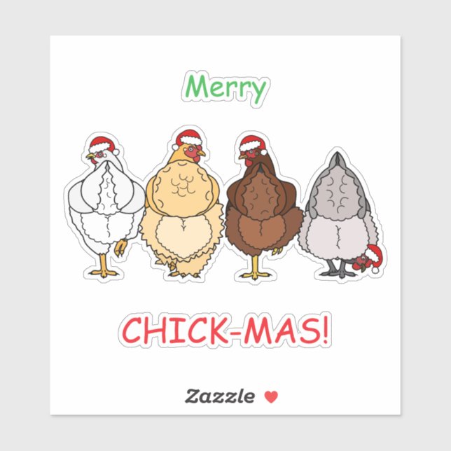 chicken funny X'mas sticker (Sheet)