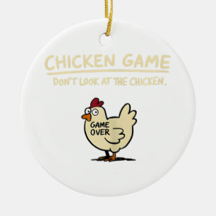 Chicken Game Don't Look At The Chicken Funny Chick Ceramic Tree Decoration