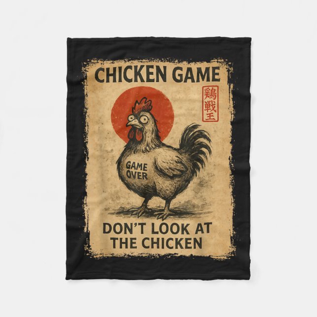 Chicken Game Funny Japanese Boys Girls Womens Mens Fleece Blanket (Front)