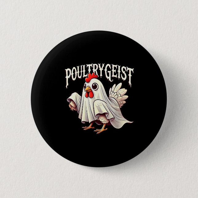 Chicken Ghost Ultrygeist Funny Halloween Farmer  6 Cm Round Badge (Front)