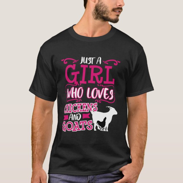 Chicken Goat Mum Just A Girl Funny Farmer Christma T-Shirt (Front)