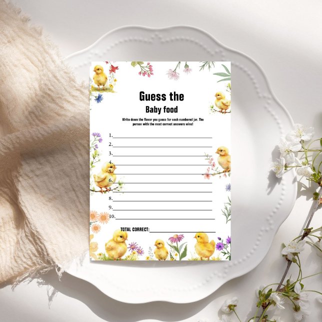 Chicken Guess The Baby Food Baby Shower Game Card (Creator Uploaded)