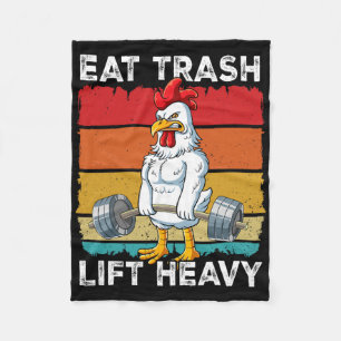 Chicken Gym Weight Training Eat Trash Lift Heavy  Fleece Blanket