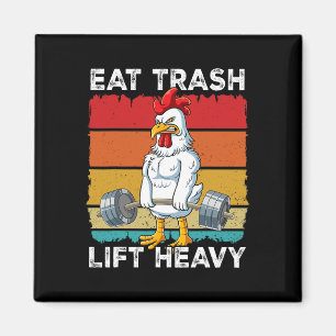 Chicken Gym Weight Training Eat Trash Lift Heavy Magnet
