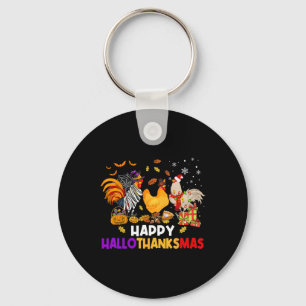 Chicken Halloween Happy Hallothanksmas Autumn Chri Key Ring
