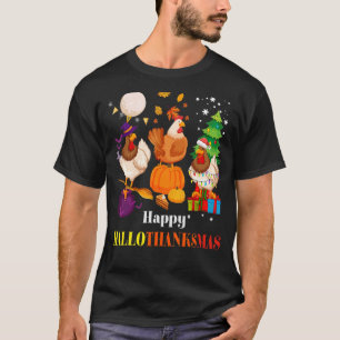 Chicken Halloween Happy HalloThanksMas Autumn Than T-Shirt