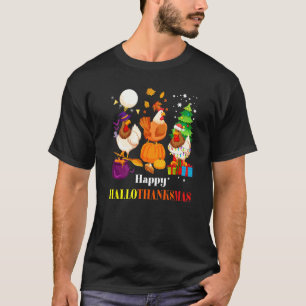 Chicken Halloween Happy HalloThanksMas Autumn Than T-Shirt