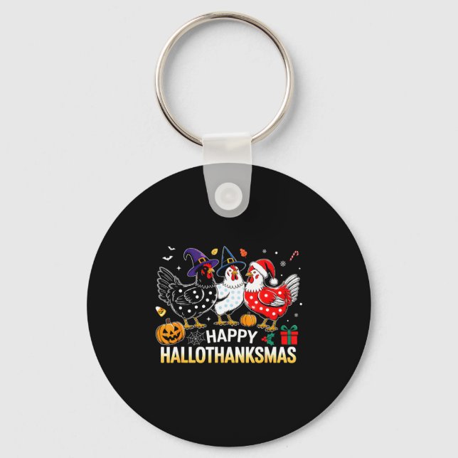 Chicken Halloween Thanksgiving Funny Happy Halloth Key Ring (Front)
