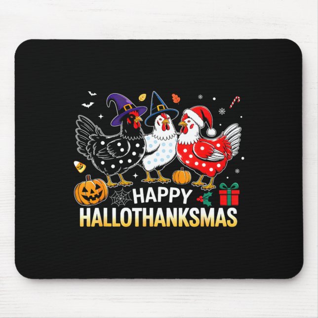 Chicken Halloween Thanksgiving Funny Happy Halloth Mouse Mat (Front)