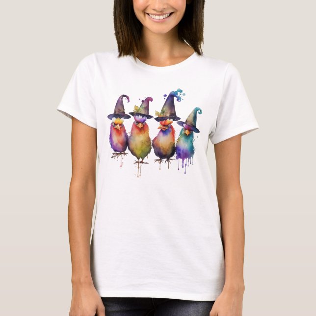 Chicken Halloween witches  T-Shirt (Front)