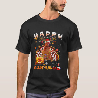 Chicken Happy Hallothanksmas Halloween T-Shirt