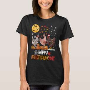 Chicken Happy HalloThanksMas Halloween Thanksgivi T-Shirt