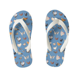Chicken Happy in Blue Kid's Flip Flops