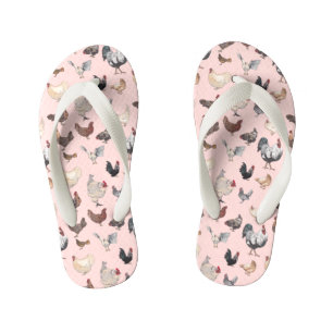 Chicken Happy in Pink Kid's Flip Flops