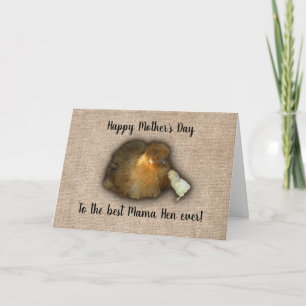 Chicken Happy Mothers Day Mama Hen Chick Burlap Card