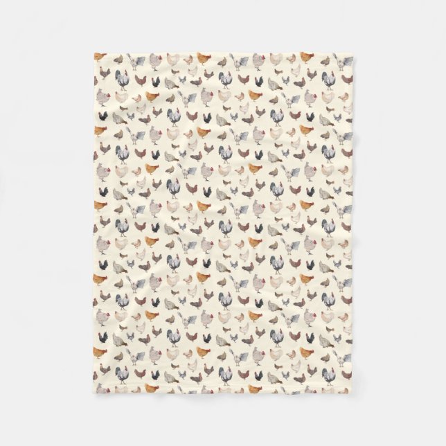 Chicken Happy pattern Fleece Blanket (Front)