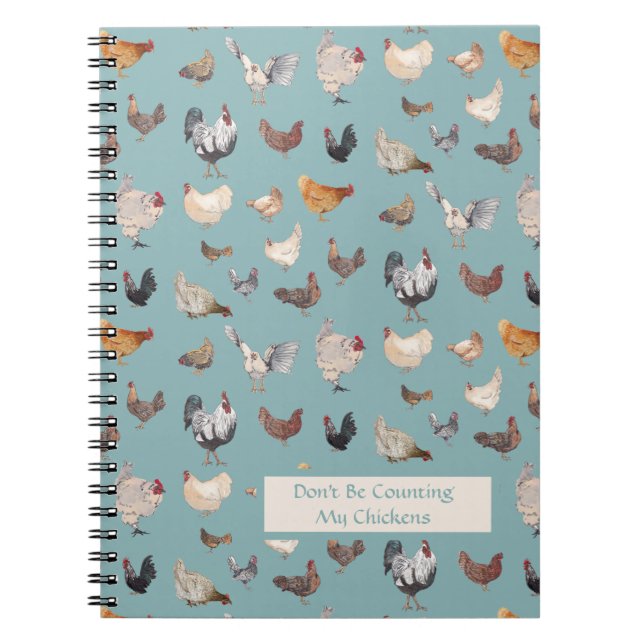 Chicken Happy pattern green-grey Notebook (Front)